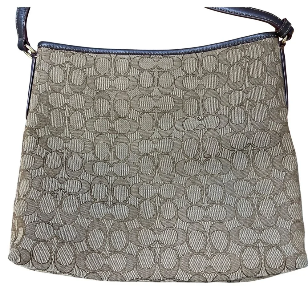 Coach Canvas File Crossbody In Signature Jacquard Brown Tan Gold - Picture 3 of 8